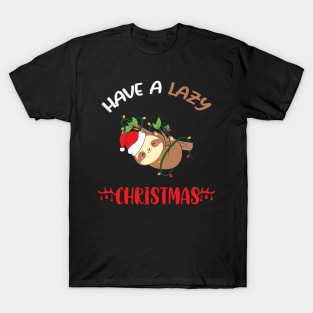 Have a Lazy Christmas Funny Sloth Christmas Lights Funny Xmas Gift T-Shirt